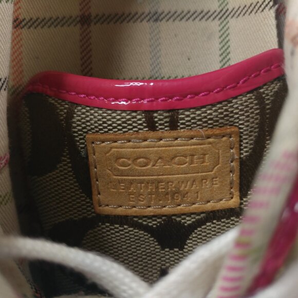Coach Tennis Shoes Womens Size 9 Sneakers Pink Brown Designer Signature Logo - Picture 10 of 12